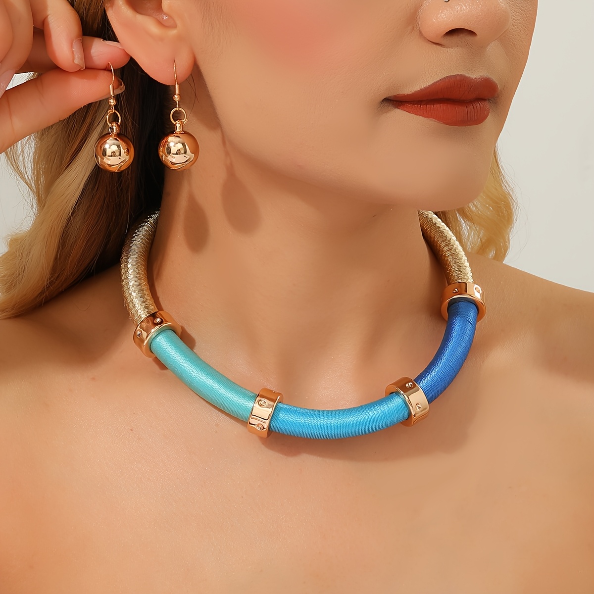 Handmade Multi-Layer Bohemian Evening Necklace & Earrings Set